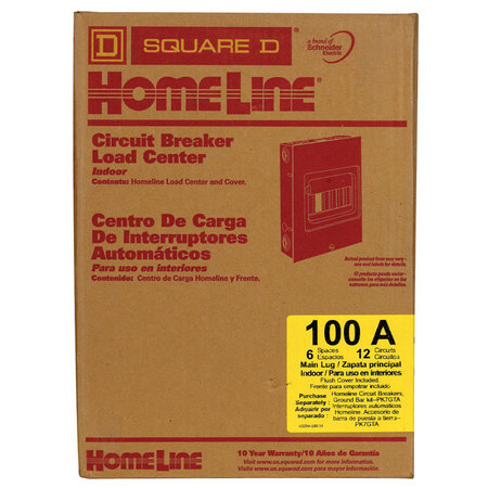 SQUARE D Load Center, 100A, 120/240V AC, 6 Poles HOM612L100FCP